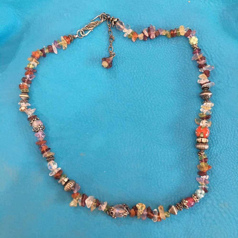 Eye-catching Multi gemstone and Sterling Necklace